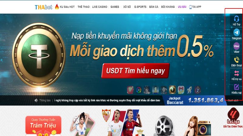 Phương thức nằm ở viền phải website